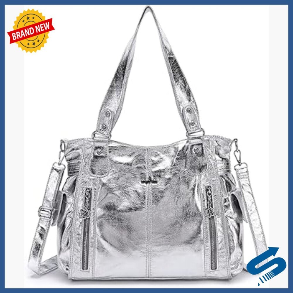 Large Vegan Leather Hobo Tote with Adjustable Strap for Work Travel